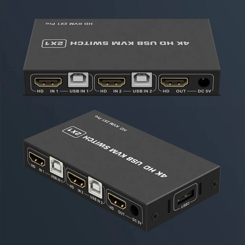 - Switch KVM USB compatível com 3 portas - Divisor de switch compatível com compartilhamento de monitor para desktop 4K 60Hz
