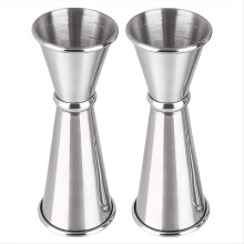 2 stk. jigger til bartending, cocktailjigger 2 oz 1 oz, bartilbehør, cocktailmålebæger, sølv
