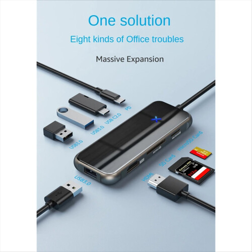 Type C Dock 8" One USB Hub Zinklegering til til til til til Notebook USB Extender 1