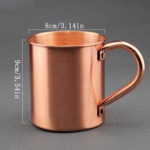 Copper Mugs (410ml), Handcrafted Pure Solid No Lining Finish Mug, Smooth Rounded Lip Ergonomic Handle 2pc 1
