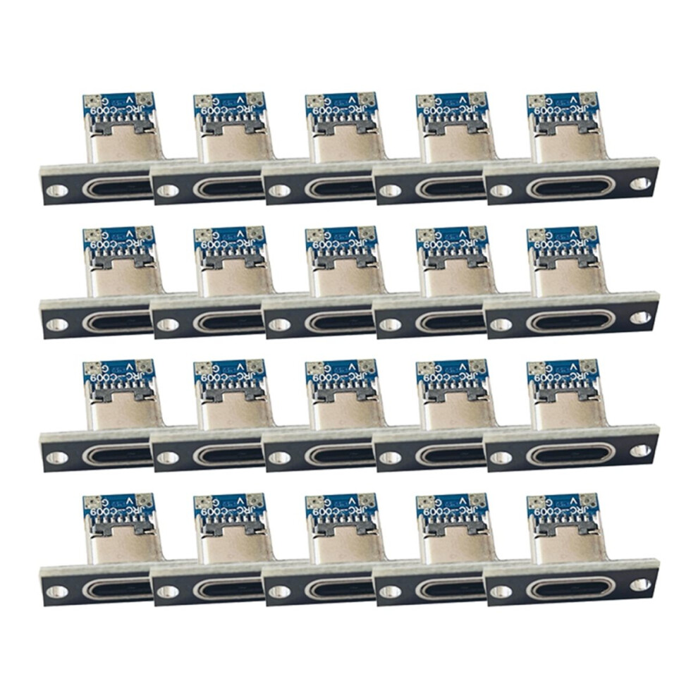 20Pcs Usb Jack 3.1 Type-C 2Pin Female Connector Jack Data Charging Port Small Electrical Charging Base With Fixing Plate 4853870949520