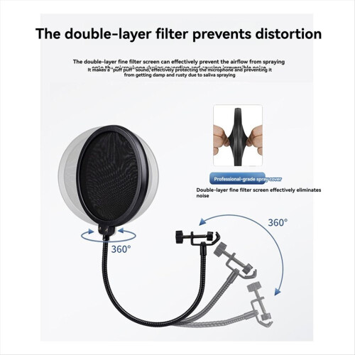 Double Layer Studio Microphone Filter Flexible Wind Screen Mask with Mic Windproof Cotton 2