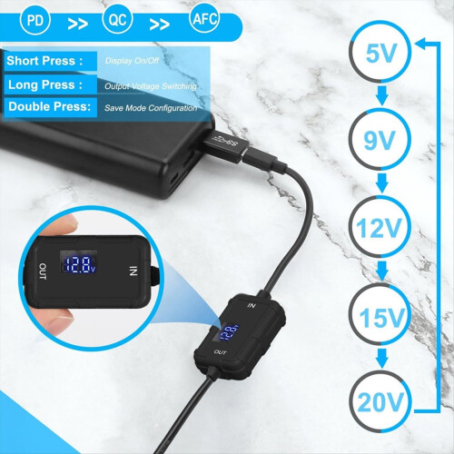 PD Type-C til 12V lighteradapter - USB-C DC 5V til 12V step-up billighterstik konverterkabel 1