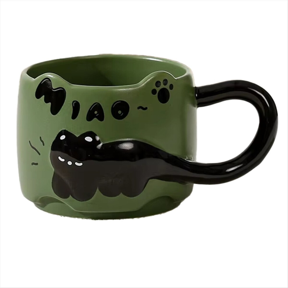 Vintage Cat Ceramic Mug 380ml-Cute Stacked Coffee Cup for Breakfast, Dormitory Use, Home Drinkware,Ideal Birthday Gift A