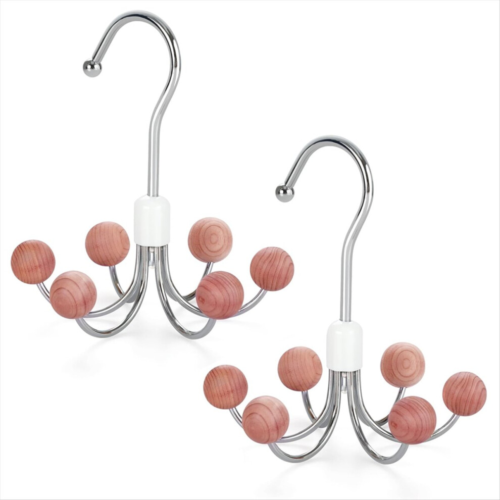 Hoodie Hangers 2-Pack with 6 Balls, 360Swivel Purse Hanger, Scarf Hanger, Closet Hooks, Handbag Organizer, Bra Hanger