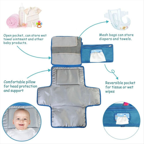 Trocador de Bebê Impermeável com Bolso para Lenços Umedecidos 2