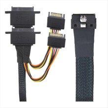 PCI-E Slimline SAS Inclusive Scoop-Proof Anti-Misplug SFF-8654 8i 74P a SFF-8639 U.2 + 15P con fori per viti a destra e a sinistra