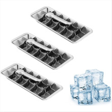 3er-Pack Eiswürfelform mit 18 Fächern und leicht zu öffnendem Griff, Edelstahl-Eiswürfelform zur Herstellung verschiedener Eiswürfel