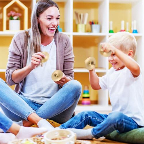 1 Par de Címbalos de Dedo de 7cm/2,75 polegadas em Latão, Mini Címbalos de Mão para Prática Musical Infantil, Instrumento Orff 1