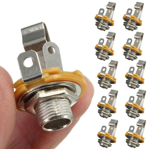 10 st. reservdelar till elgitarr, monojack, 1/4" 6,35 mm ingångsjack 2