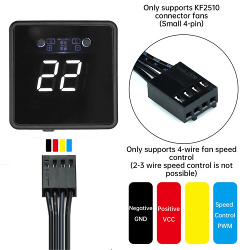 4-Wire Fan PWM Speed Controller Digital Display Remote Control Type-C 24V 12V 5V Controller PD QC Fast Charging 2