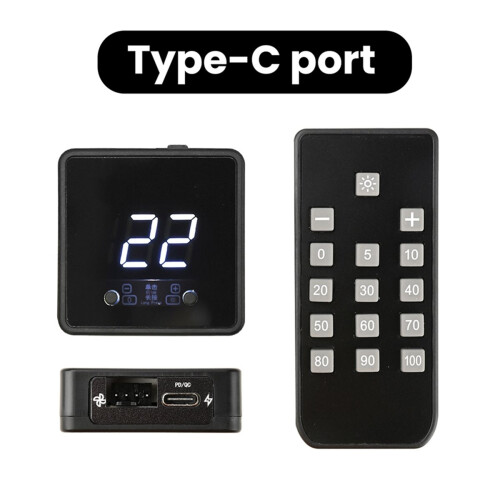 4-Wire Fan PWM Speed Controller Digital Display Remote Control Type-C 24V 12V 5V Controller PD QC Fast Charging 1