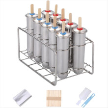 10-teiliges Set aus Edelstahlformen und Gestell für Eiscreme (Silber (rund))