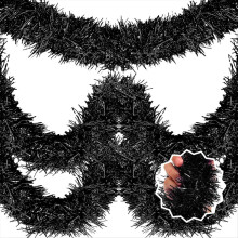 50 Feet Black Christmas Tinsel Garland, Foil Twist Banner Wall Hanging Tinsel Streamers Backdrop for Parade Floats