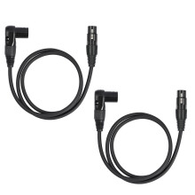 Kabel mikrofonowy XLR kątowy 2 szt., męski na prosty żeński, 1 stopa, 90 stopni, do miksera, studia, podcastu