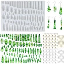 Set met harsvormen voor oorbellen, doe-het-zelf-set met oorhaakjes, verbindingsringen of sleutelhangers voor oorbellen.