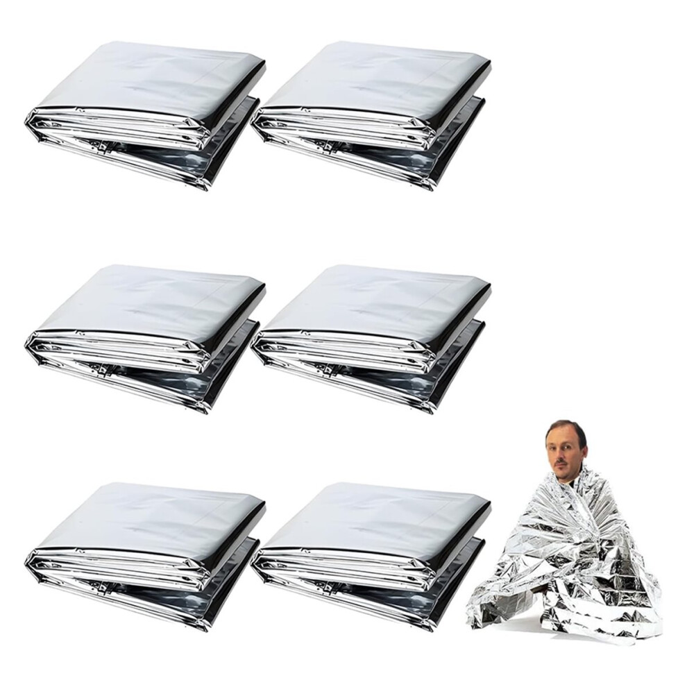 Foil Blanket 6 Pack, Foil Blankets, Emergency Thermal Blankets For Outdoor Activities, Emergency Blanket 4853870977325