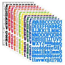 Adesivos de Letras em Vinil - 1512 Adesivos Multicoloridos do Alfabeto para Scrapbooking, Números para Caixa de Correio, 2,5 cm de Altura, 12 Folhas