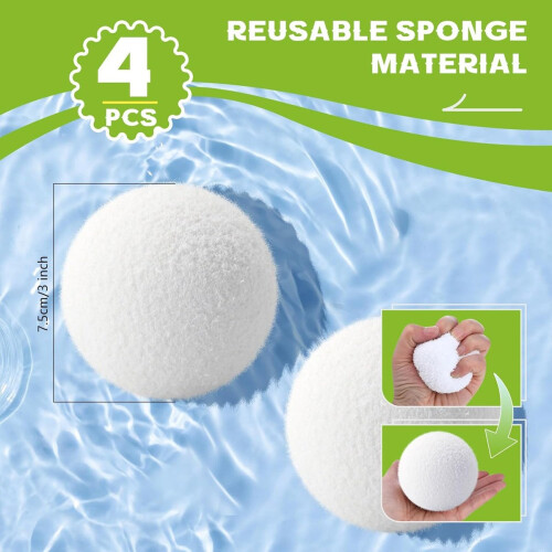 4-pack schuimabsorberende ballen voor spa's van 3 inch 1