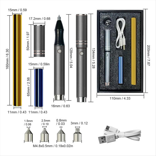 Sada vyhřívaných per, USB, vyhřívací fóliové pero, šedé 1