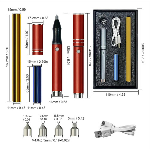 Sada vyhřívaných per s USB, vyhřívací fólií, červená 1