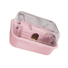 Clear Small Animal Cage with Quiet Exercise Wheel-Pink