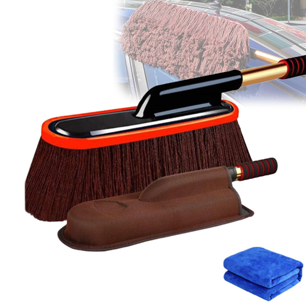 Car Duster With Extendable Telescoping Handle, Soft Wax Cotton Fibers Exterior Dusting For Cars And Trucks, Storage Box 9323874180526