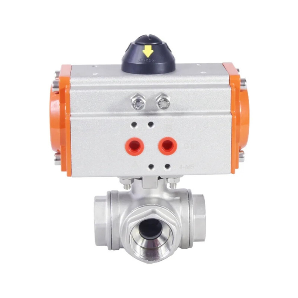 1/4' 304 Stainless Steel Threeway Platform Pneumatic Ball Valve With Doubleacting Cylinder G1/4 Ttype 9067246037376