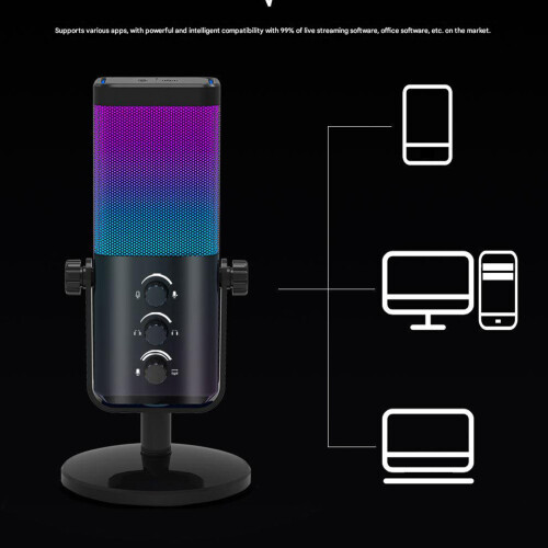 Gamer USB Condenser Microphone Led Lighting Effect-dark blue 1