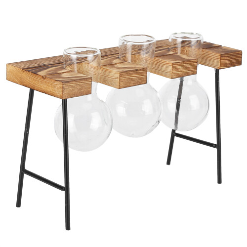 Ρετρό DIY σχέδιο με χειροποίητο ξύλινο πλαίσιο, κομψό υδροπονικό γυάλινο βάζο για 1