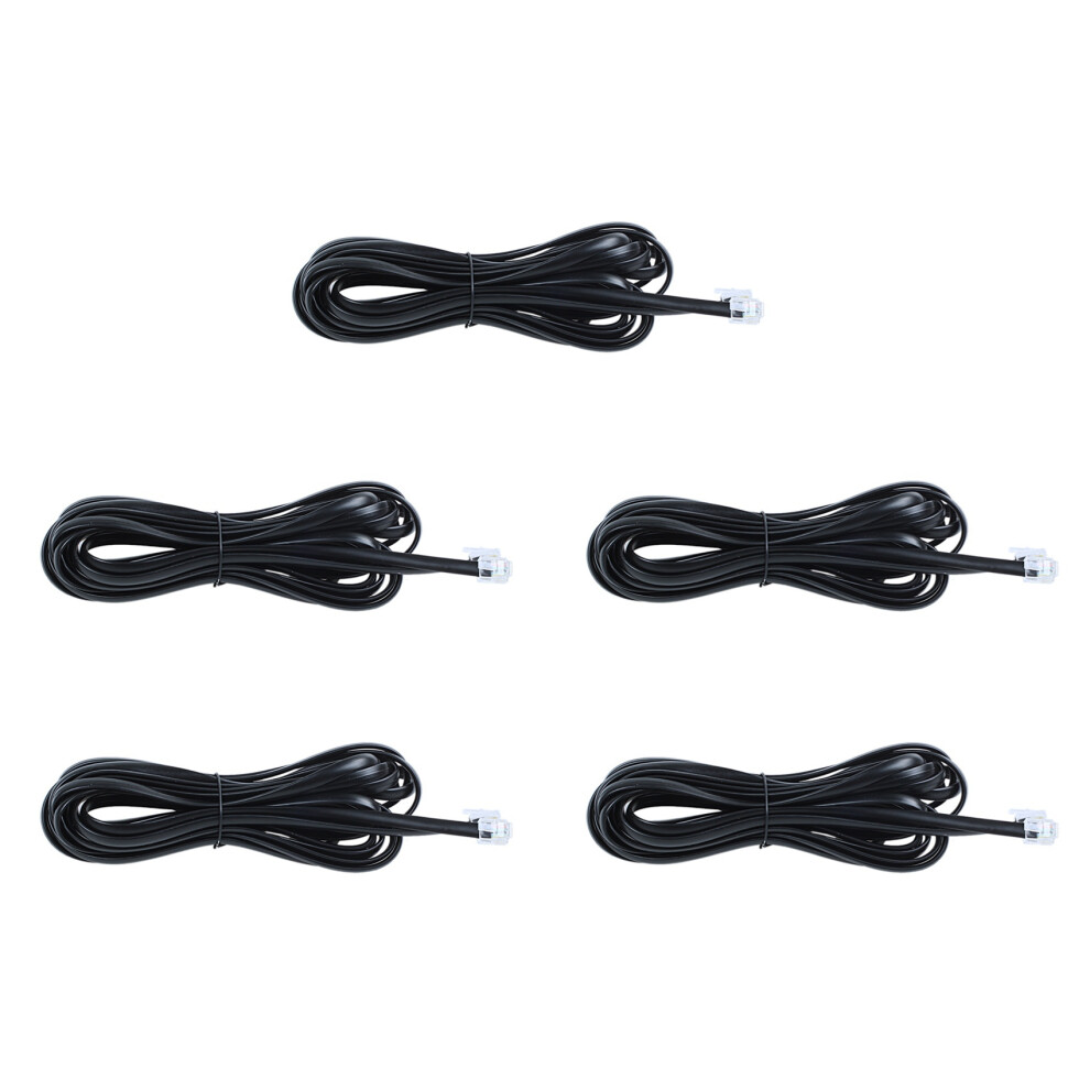 5X 6P6c Rj11 Telephone Extension Fax Modem Cable L Black 4854078499039