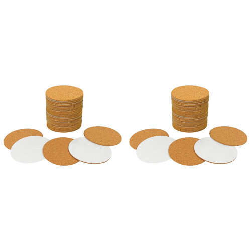 80 Pack Self-Adhesive Cork Round 3.5 Inch Backing