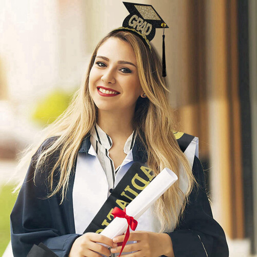 2Set Grad Cap Headband Graduated Satin Sash 2024 G 2
