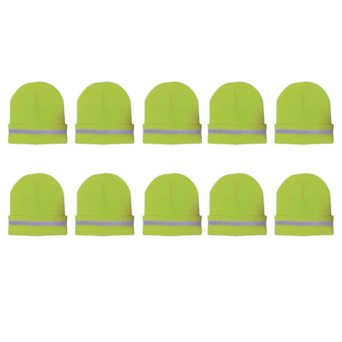 10X Unisex Reflective Stripe Knitted Hats Beanies 1