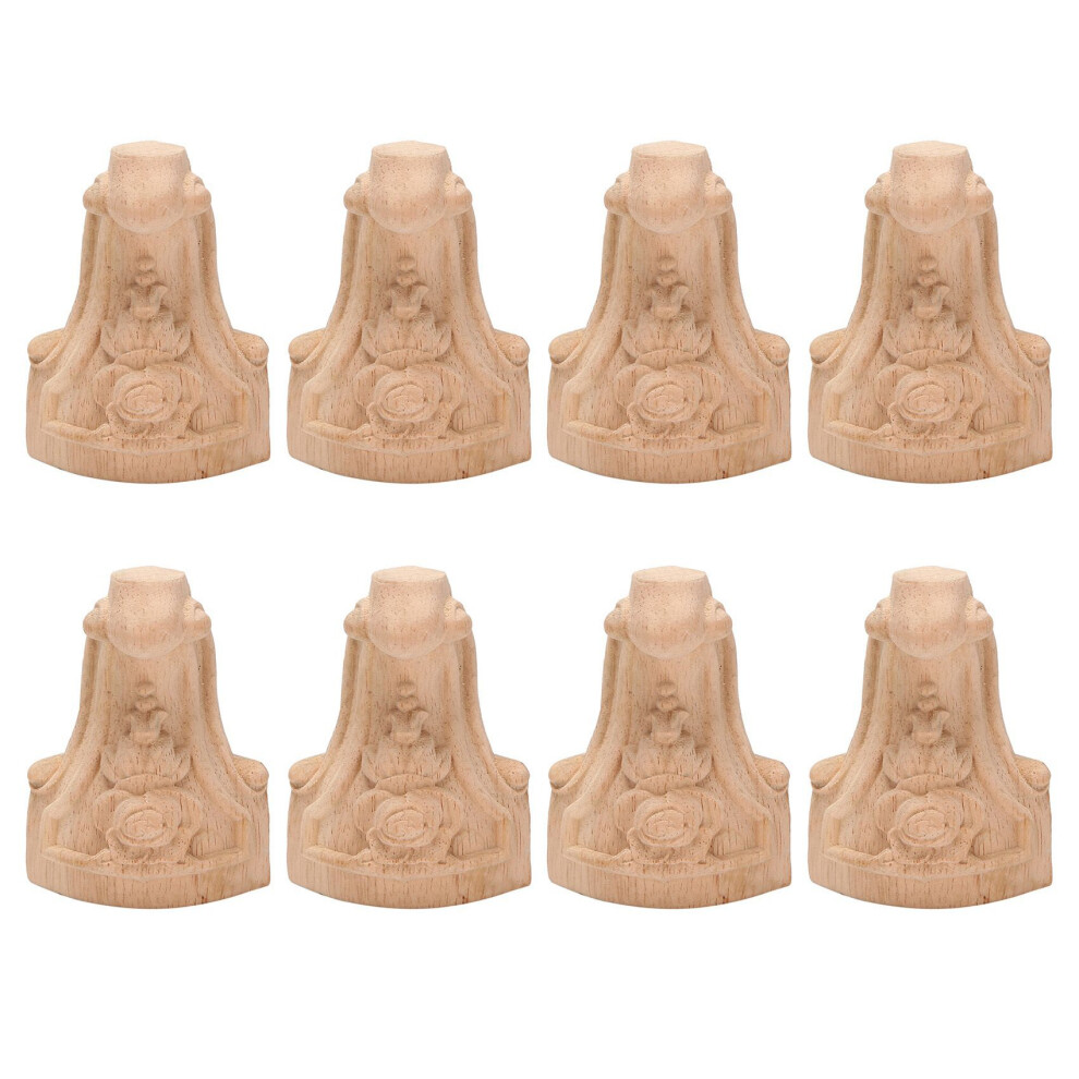 8Pcs 10X6cm European Style Solid Wood Carved Furni 4852707549650