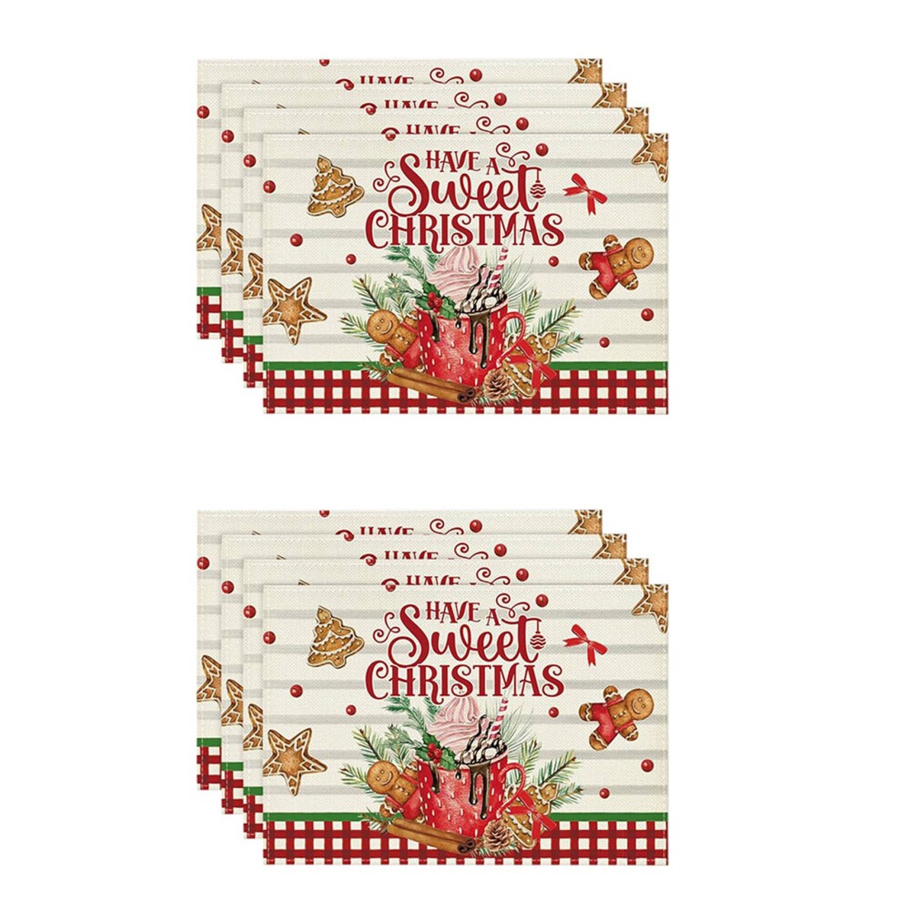 8Pcs Xmas Trees Snow Christmas Placemats Wint Pink 4854078437741