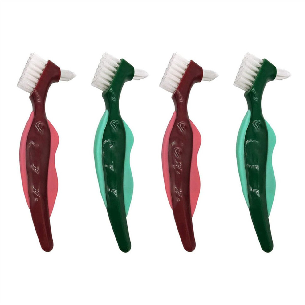 Semoic 4 Pcs Premium Hard Denture Brush Toothbrush, Clean
