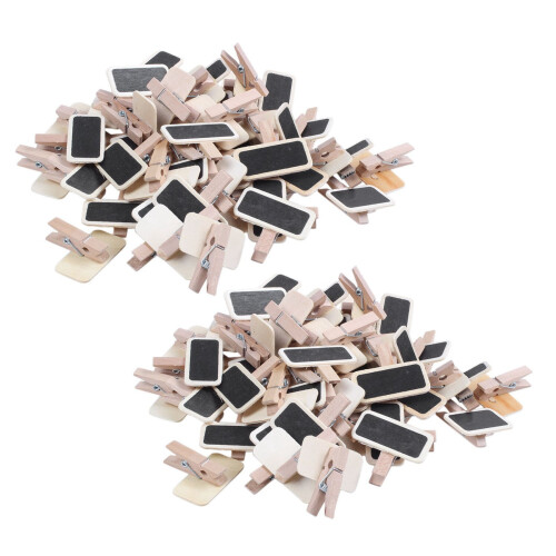 100x Mini blackboard wood message rectangle clip p 1