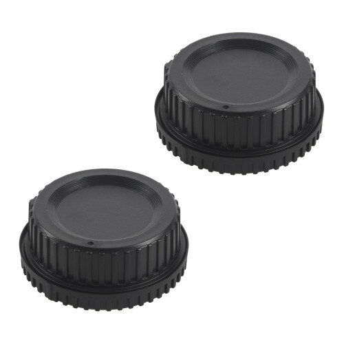 2X Black Plastic Camera Body Cover + Rear Lens Cap 1