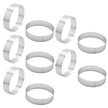 30Pcs Circular Stainless Steel Porous Tart Ring Bo