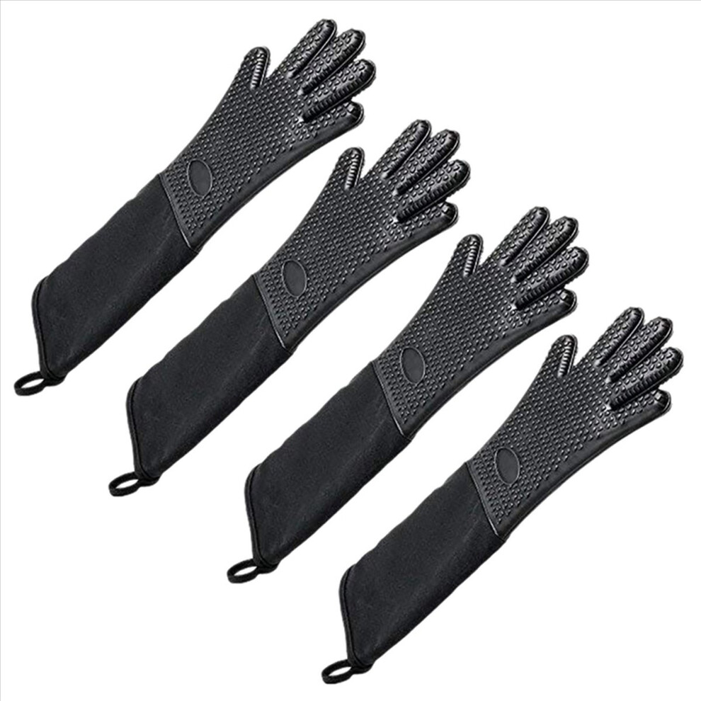 2X Extra Long Professional Silicone Oven Mitt, Hea 4852707573617