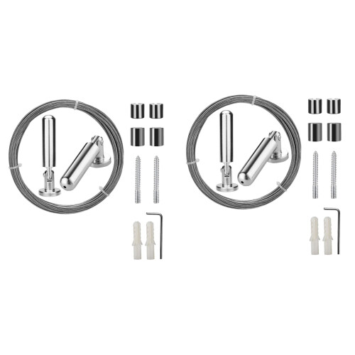 2X Wall Mount Curtain Wire Rod Set for Art Display 1