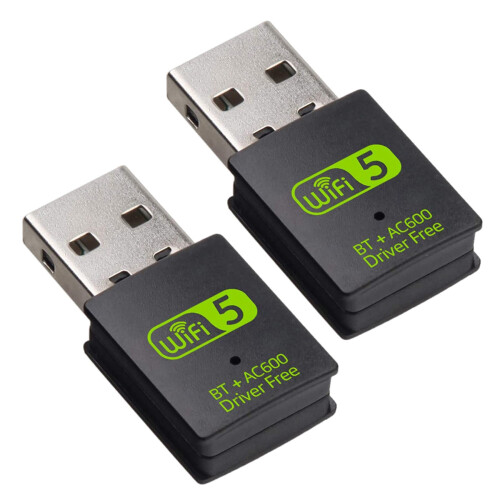 2X USB WiFi Bluetooth Adapter, 600Mbps Dual Band W