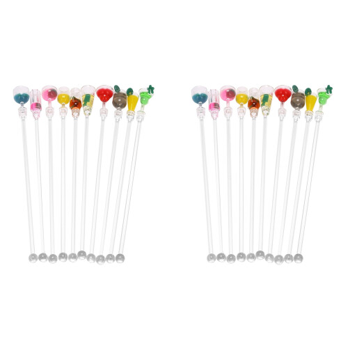 20Pcs Cocktail Stirrer Drink Mixing Stick Set Acry