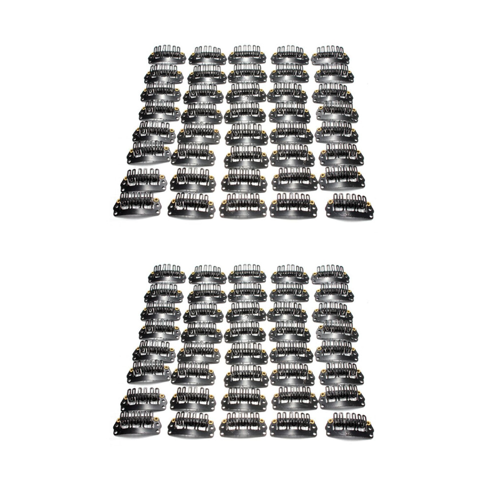 Semoic Unisex Black 80Pcs U-Shaped Clamp For Hair Extensions Wig Clips