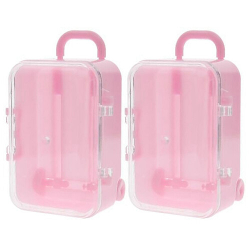 2X Pink Mini Roller Travel Suitcase Candy Box Pers