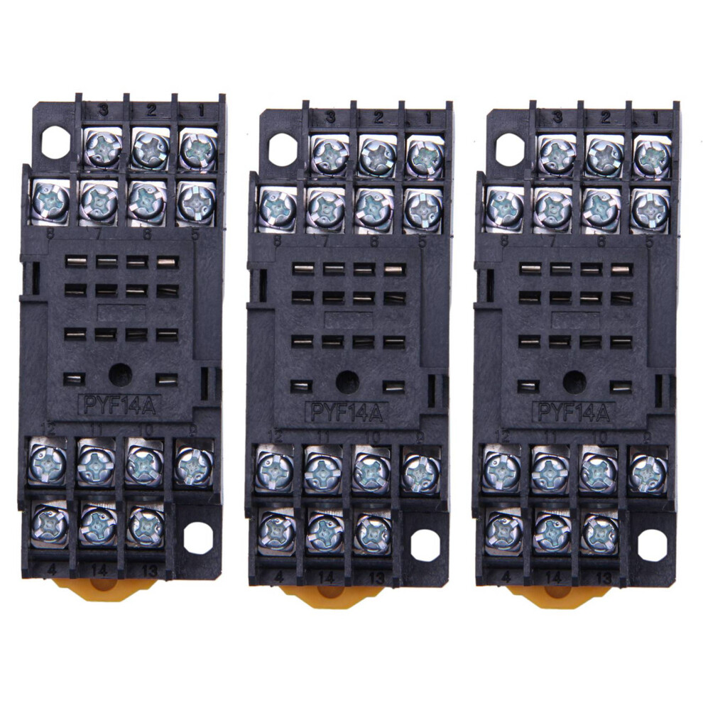 3X Pyf14a Din Rail Power Relay Socket Base 14 Pin 4854184472001
