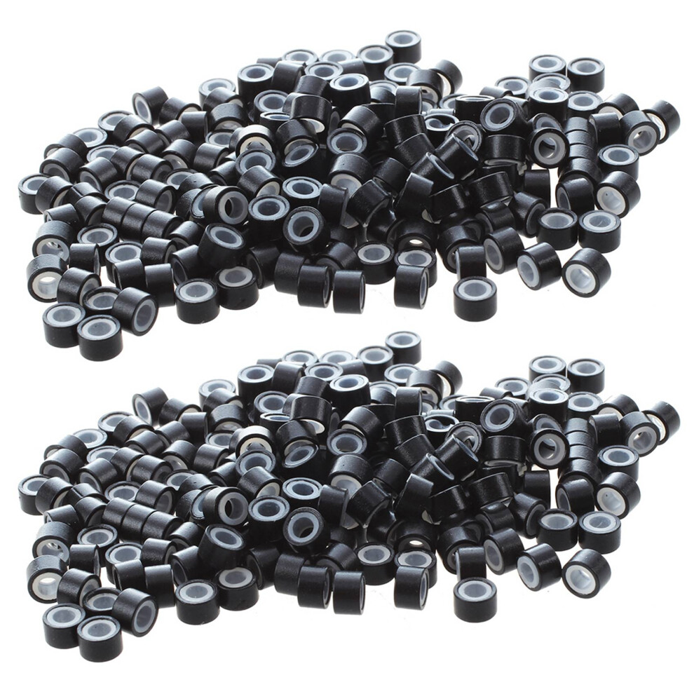 Semoic Unisex Black 400 Pcs 5Mm Silicone Lined Micro-Ring Links