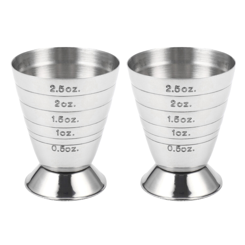 2X Measuring Shot Cup Ounce Jigger Bar Cocktail Dr Silver 4854184402138