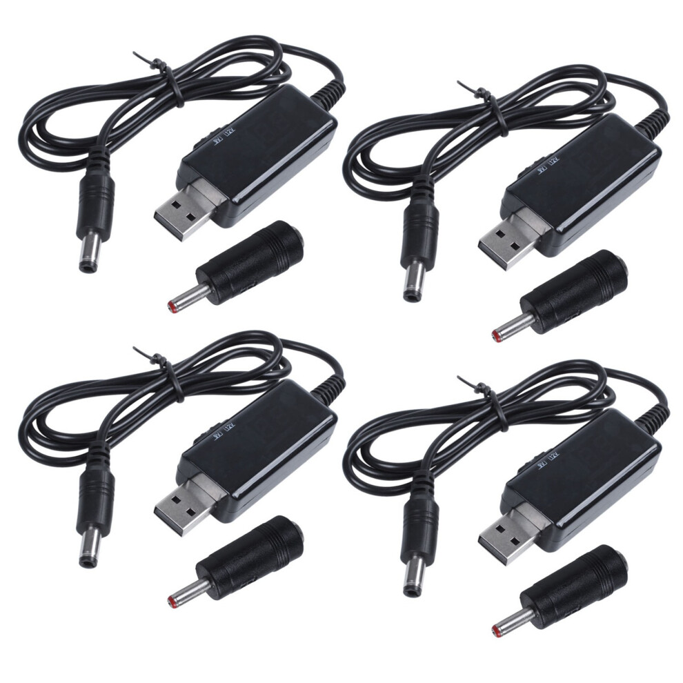 4X Usb Boost Cable 5V Step Up To 9V 12V Adjustable 4854184482956